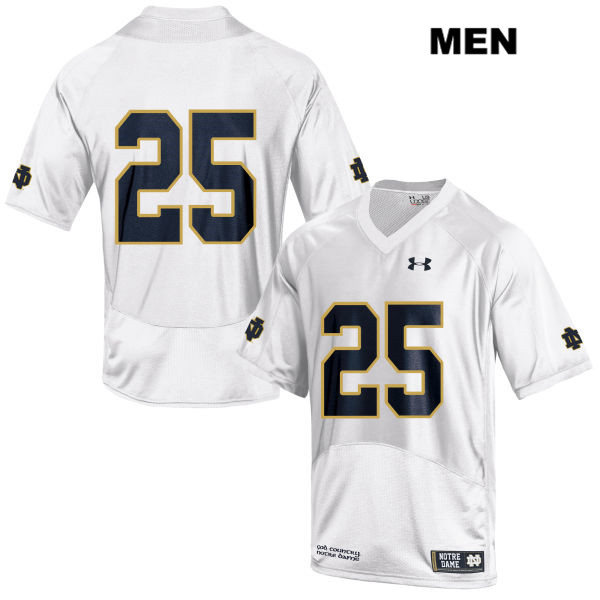 Men's NCAA Notre Dame Fighting Irish #25 Braden Lenzy Stitched College Under Armour Authentic White No Name Football Jersey UN10B35BB